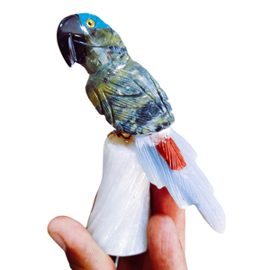 Artisanat de Sculpture en cristal d'oiseau de perroquet naturel de haute qualité sculpté à la main pour la décoration artisanat de perroquet coloré exclusif - Product Image 1