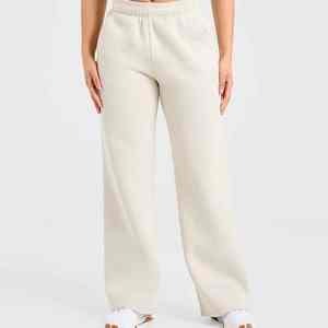 กางเกงวอร์มผ้าขนแกะเนื้อนุ่มสำหรับผู้หญิงกางเกงขาตรงเอวยางยืดแนวสตรีทสูงแบบย้อนยุค - Product Image 1