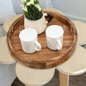 2024 Hot Selling Round Wooden <b>Tray</b> Custom Round Shape Serving & Decorative <b>Tray</b> for Home Hotel Restaurant at Low Prices - Product Image 1
