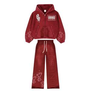 Ensemble de survêtement d'hiver unisexe de qualité supérieure, taille plus, tissu respirant, pantalon personnalisé avec strass, look haut de gamme - Product Image 6