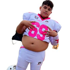 Camiseta de fútbol americano fotos reales transpirable de talla grande bordado estirable aparejos de sarga sublimación pantalón integrado personalizado - Product Image 1