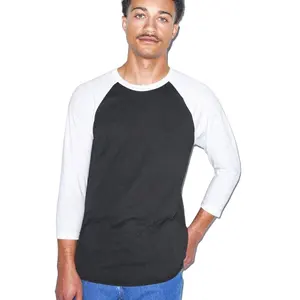 Custom Classic 3/4 Sleeve Baseball jersey Ruffle Raglan Breathable Tee Shirt New Design Mens T-Shirt