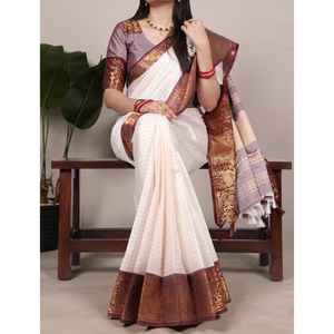 Nuevo Sari de Diseño con Bordes de Zari, Estilo Moderno para Mujer, para Fiestas y Celebraciones - Product Image 1