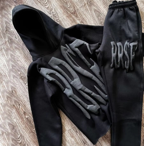 Survêtement évasé avec logo personnalisé en gros pour hommes Heavyweight 500 GSM Fleece 100% Cotton Distressed Puff Printing Men's Winter - Product Image 4