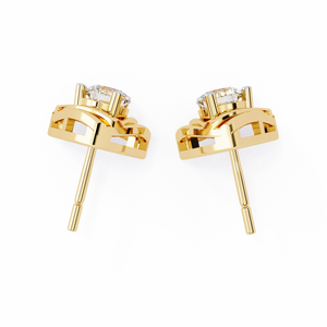 Pendientes Brillantes de Oro de 18K para Mujer con Diamantes Redondos de Corte Brillante Cultivados en Laboratorio, Ideales para Uso Diario - Product Image 3