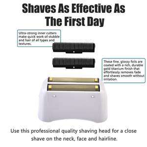 Paquete de 2 cabezales de repuesto de lámina dorada para afeitadora eléctrica, triple cuchilla, para cuerpo y rostro, lavable por USB, resistente al agua - Product Image 6