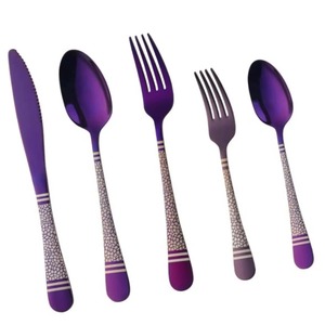 Cubiertos de acero inoxidable ideales para cocina, mesa, Hotel, uso doméstico, mango elegante, juego de cubiertos de 5 acabados chapados en Color dorado - Product Image 4