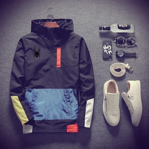 Blouson bombardier de sport à manches longues pour hommes chemise décontractée à fermeture éclair en cuir de mouton imprimé design toile tissu Hip Hop - Product Image 2