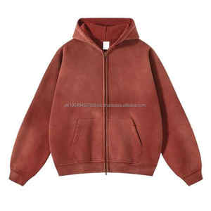 Sudadera con capucha de gran tamaño Vintage para hombre, sudadera de lana de algodón 100% de peso pesado, sudaderas con capucha bordadas para hombre - Product Image 3