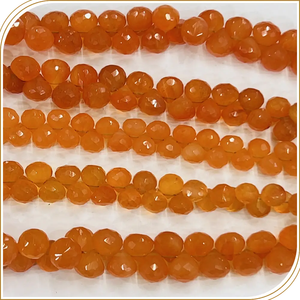 AAA High Quality Natural Red Carnelian Gemstone Faceted Briolette Onion Drops Beads 8 Inches Strand Size 5 to 6mm Approx - Product Image 6