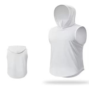 Men New Gym Wear <b>Sleeveless</b> Slim Fit Running T Shirts Workout Gym Shirts With <b>Hoodie</b> Cotton Heavy Heavyweight - Product Image 4