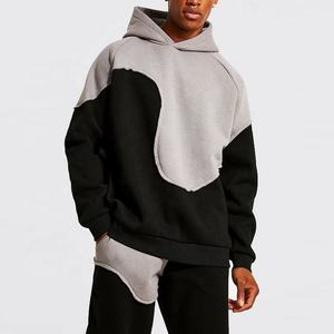 Unisex Embroidery Designer Two <b>Hood</b> Sets Vintage Lightweight Organic Cotton Fleece Acid Wash Casual Colour Block Oversized - Product Image 4