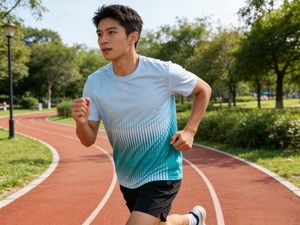 Camiseta Deportiva con Rayas Degradadas para Hombre y Mujer, de Secado Rápido, Transpirable, para Correr, Hacer Ejercicio, Gimnasio, Absorbe la Humedad, Ropa Deportiva Informal - Product Image 6