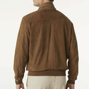 Chaqueta de Motociclista de Gamuza Genuina de Exportación Directa de Fábrica para Hombre, Prenda Exterior Estilo Motociclista Ecológica con Logotipo Frontal en Tela de Lona - Product Image 3