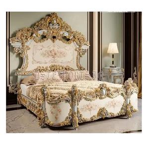 Maharaja-Cama king size de madera de teca de primera calidad, cama de lujo tallada, con mesita de noche, muebles de dormitorio únicos de lujo - Product Image 1