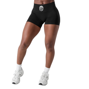 Shorts Deportivos Negros sin Costuras para Mujer, de Cintura Alta, Elásticos, Control de Abdomen, para Entrenamiento, Fitness y Ejercicio - Product Image 1