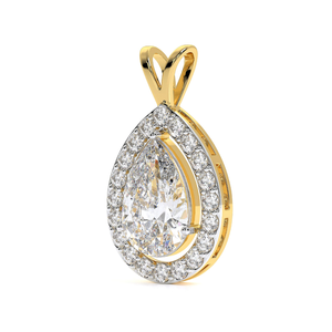 จี้เพชรเม็ดเดี่ยวสีทอง14K สุดหรูพร้อม1.3ct แล็บปลูกลูกแพร์และเพชรเจียระไนทรงกลมเทียบกับความชัดเจนและเครื่องประดับสี D สำหรับผู้หญิง - Product Image 2