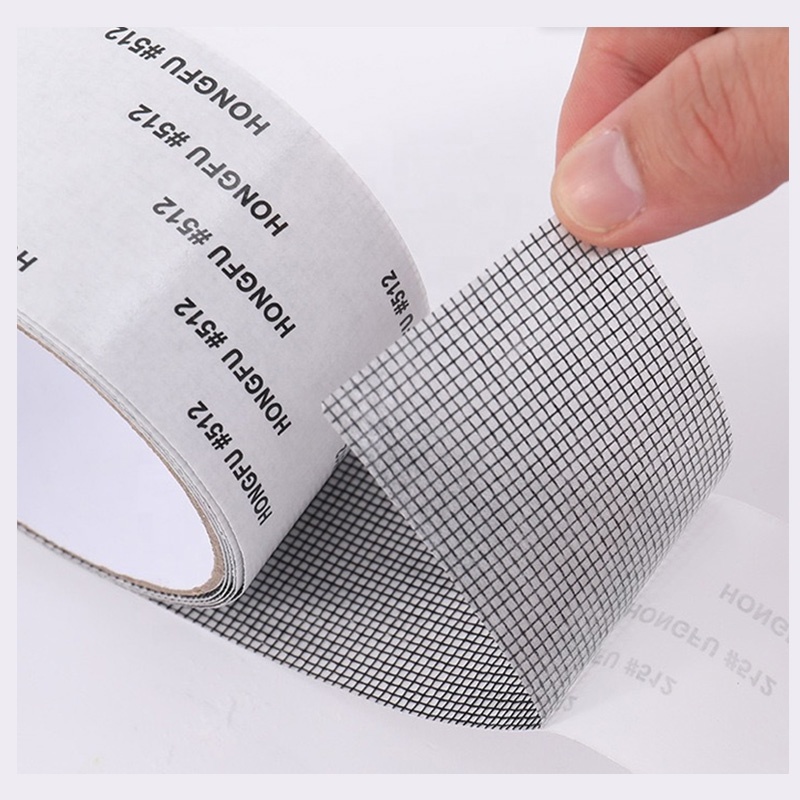HONGFU High Quality Self Adhesive Paper Acrylic Waterproof Reusable Window Screen Repair Tape Single Sided Mesh