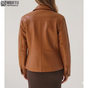 Fashion Women Genuine Sheep Nappa Leather Jacket <b>High</b> Quality Soft Thin Fashion Woman <b>Black</b> Leather Jacket Style Jackets Custom - Product Image 2