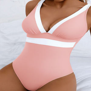 Traje de Baño de Una Pieza sin Espalda con Escote Profundo en V, Traje de Baño Sexy para Mujer con Estampado - Product Image 2