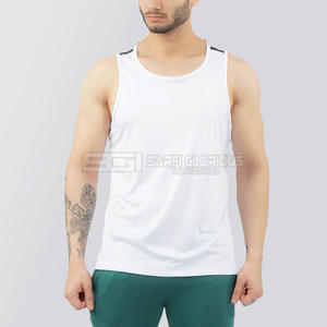 Men Sublimated <b>Green</b> White Fitness Singlet Gym Tank <b>Top</b> Sleeveless High Stretch Cotton Spandex <b>Vest</b> - Product Image 1