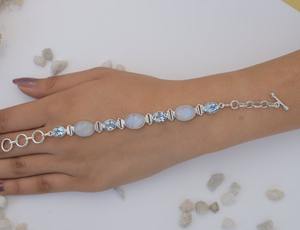 925 Sterling Silver Handmade Gemstone <b>Moonstone</b> Tennis <b>Bracelet</b> Stamped Gold Plated Trendy Fine Fashion Jewelry - Product Image 3