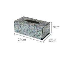 Caja de pañuelos cuadrada con tapa de nácar, de lujo, con incrustaciones de nácar, soporte decorativo para pañuelos de mesa. - Product Image 6