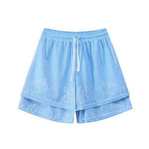 กางเกงขาสั้นเล่นยิมของผู้ชายกางเกงขาสั้นผ้าฝ้าย100% น้ำหนักเบาสำหรับผู้ชายกางเกงขาสั้นพิมพ์ลายแบบพ่นสีออกแบบใหม่ - Product Image 3