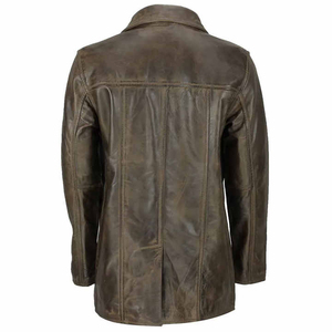 บริการ OEM เสื้อโค้ทหนังขายดีสำหรับผู้ชาย ราคาขายส่ง รับทำโลโก้ เสื้อโค้ทหนังยาวสำหรับขายออนไลน์ เสื้อผ้าลำลองสไตล์สตรีท - Product Image 4