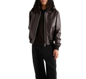 OEM Customized Outdoor Vintage Smooth Monochrome Waterproof <b>Men</b> <b>Leather</b> <b>Jacket</b> - Product Image 2