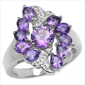 แหวนพลอยแอมะทิสต์ธรรมชาติสำหรับผู้หญิงจาก Shah Gems ทำจากเงินแท้ 925 ชุบโรเดียม เหมาะสำหรับสวมใส่ทุกวัน - Product Image 1
