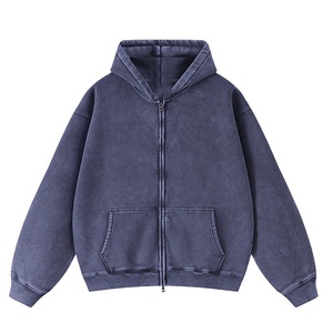 Sudaderas con Capucha y Cierre Completo para Hombre, Lisas, de Algodón 100%, Lavadas con Ácido, de Alta Calidad, Personalizadas al por Mayor, 2026 - Product Image 1