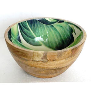 Petit bol à salade écologique en bois de manguier bol à fruits en émail imprimé assiette de Style japonais décor à la maison vaisselle fournitures de table - Product Image 6