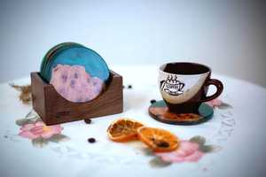 Decorative Handmade Wooden and Stone <b>Coasters</b> Natural Wood Finish <b>Drink</b> Mats with Custom Laser Engraved Options <b>for</b> Homes, - Product Image 5