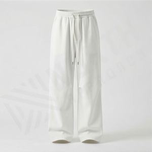 Wholesale Customized Casual Slim Solid Color Lightweight <b>Elasticated</b> Waist Straight Leg <b>Trousers</b> <b>Men</b> Pants Washed New - Product Image 1