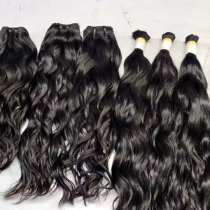 Extensions de cheveux indiens Remy de meilleure qualité en vrac cuticules alignées pour des extensions de cheveux humains Jerry Curl lisses et durables - Product Image 1