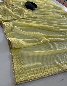 Tenue de mariage de qualité supérieure, bonne tenue, Double séquence, travail sur Georgette avec chemisier de travail lourd du fournisseur indien - Product Image 6