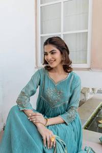 Premium Mal Chanderi Fancy Kurti Bottom avec Dupatta Collection Indien Pakistanais Vêtements Prix de gros pour tenue de soirée décontractée - Product Image 2