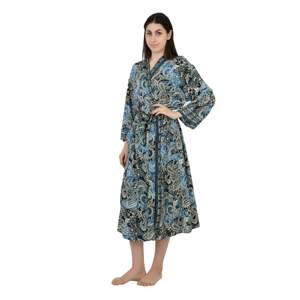 Kimono de Seda con Estampado Floral, Bata Larga, Traje de Baño, Ropa de Playa - Product Image 5