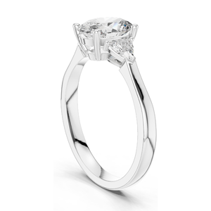 Bague de fiançailles à trois pierres en diamant de laboratoire ovale de 1,30 carat, clarté VVS-VS EF, or 18 carats, 14 carats, 10 carats et argent 925, rose - Product Image 5