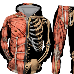 Sudadera con Capucha y Pantalones Deportivos con Estampado de Anatomía, Sublimación de Músculos y Esqueleto, Ropa Casual Urbana para Hombre y Mujer - Product Image 2