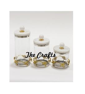 Glass And Metal Dates Canister <b>With</b> Marble <b>Lid</b> Customized Shape And Size <b>Storage</b> <b>Box</b> For Home Kitchen Use - Product Image 4