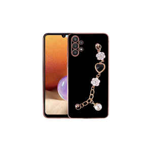 Funda de Silicona Líquida Rectangular Negra para Samsung Galaxy A32 4G con Correa de Mano y Protección para la Cámara - Product Image 1