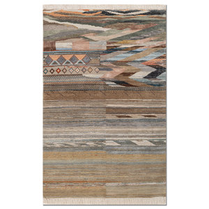 Manchaha Gold Hand Knotted Wool Bamboo Silk <b>Rug</b> 10mm Thick Rectangle Abstract for Home Hallway Les-2935 Custom for Home Floor - Product Image 1