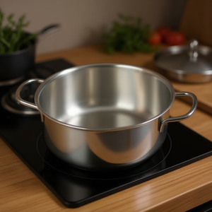 Cacerola DUNE de 24 cm de Acero Inoxidable, Cromado Pulido Profundo 305 de Metalsomma, Cacerola de Alta Calidad - Product Image 3