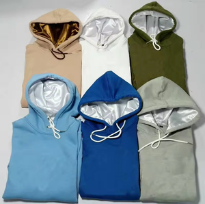 OEM Custom logo High Quality Streetwear Fashion Crop Top Hoodie Women Silk Satin Lined Hood 100% Cotton Hoodies - Product Image 4