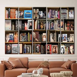 Impression sur toile de bibliothèque élégante avec étagères à livres - Art mural moderne, 5P : encadré - Product Image 1