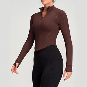 Flexible <b>Women</b> Yoga Jacket Breathable Lightweight Stretch Fabric Zip Up <b>Long</b> <b>Sleeve</b> Comfortable Sporty Casual Yoga Jacket Coat - Product Image 1