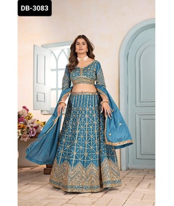 Vêtements ethniques indiens Chinon matériel avec broderie séquence Codding Design travail Lehenga Choli pour mariage indien Festival Wear - Product Image 1