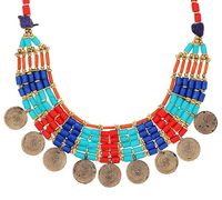 Collier ras du cou perlé fait à la main tibétain classique pour femmes accessoire de mode multi-brins motif floral pour mariage fait corne